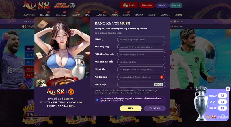Hướng dẫn đăng ký Mu88 bằng điện thoại di động